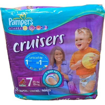 Vintage 2007 Pampers Cruisers Size 7 Diapers (Sealed 28 Count)