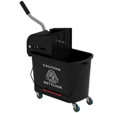 5 Gal. Mop Bucket with Wheels, Separate Dirty and Clean Water, Black