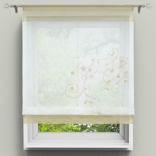 Raffrollo Bestickte Raffgardine Bändchenrollo Küche Tunnelzug Transparente Voile - Bild 21 von 23