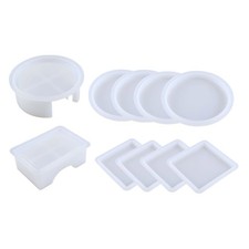 Coaster Molds for Resin Casting,Squae/Round Resin Coaster Molds with Holder Mold