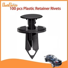 100pc Fit 8mm Hole Car Body Plastic Rivets Fastener Fender Bumper Push Pin Clips