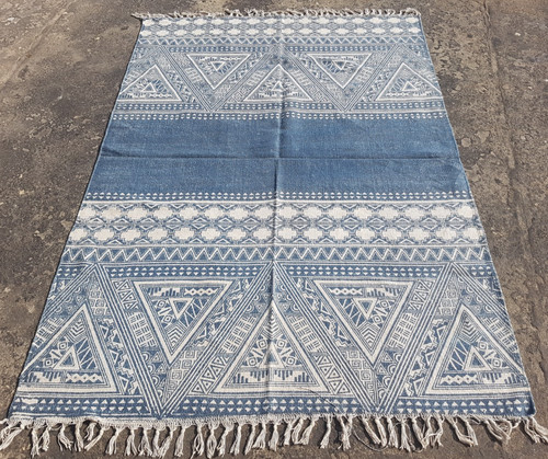 Vintage Printed Traditional Geometric Aztec Kilim Floor Rug Carpet 186x127 cm