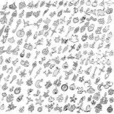 Acejoz 200Pcs Silver Charms for Jewelry Making and Bracelets, Wholesal