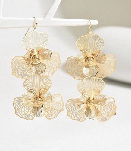 Kate Middleton Earrings Zara Bafta Statement Flower Cascading Gold Princess