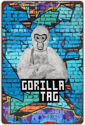 Vintage Gorilla Tag Poster VR Game Themed Tin Metal Signs Home Décor 8x12