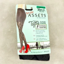 NWT Love Your Assets By Sara Blakely Black Diamond Shaping Tights, Size 3 (L)