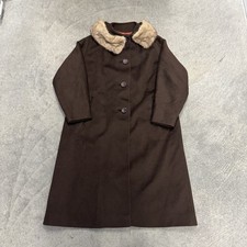 60 s Women s ILGWU Brown Wool Coat Fur Collar Vintage Medium Union Made USA