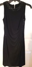 RALPH LAUREN CHAPS BLACK STRETCH SEQUIN DECORATED COCKTAIL LENGTH PARTY DRESS