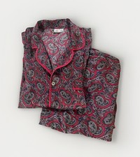 VTG Victoria's Secret 1 London 100 Silk Pajama Set Womens L XL Paisley Pre Gold