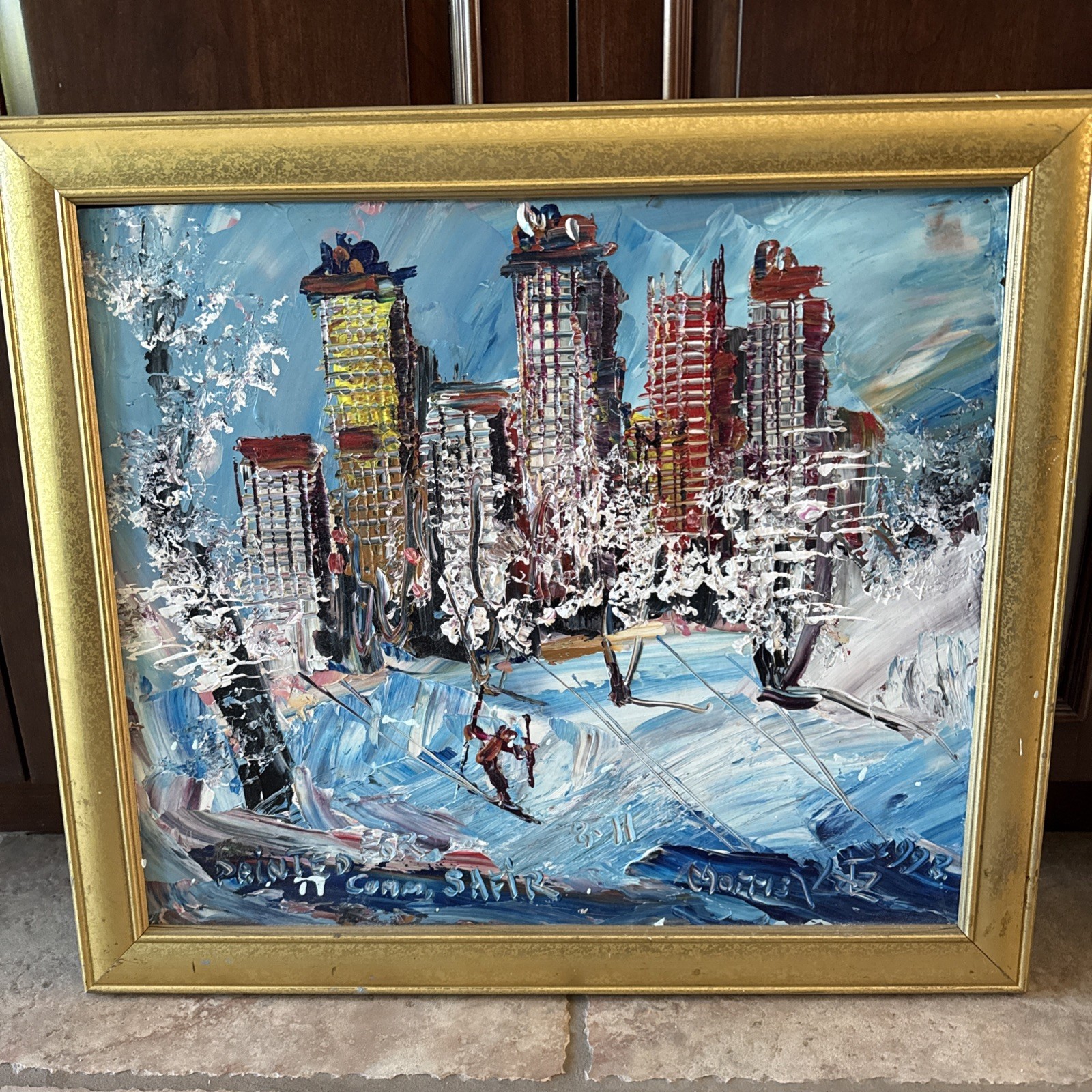 Morris Katz Original Oil Painting Sking 22” X 25”