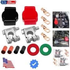 Military Spec Battery Terminal Top Post Kit with Cover, 4 Copper Lugs and Hea...