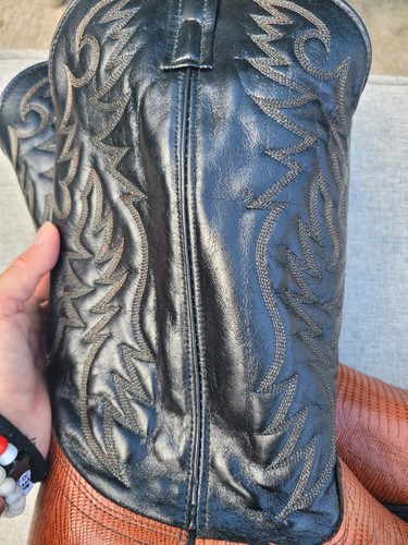 Custom Mens Two Tone Gold Trimmed Cowboy Boots - Picture 13 of 13