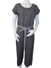 Ace & Jig Jumpsuit  Geometric Print Romper Cotton Black/Gray Short Sleeve Small