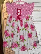 Girls Eleanor Rose Summer Dress, Pinks, Floral, Size 2 Toddler, Angel Wings, EUC