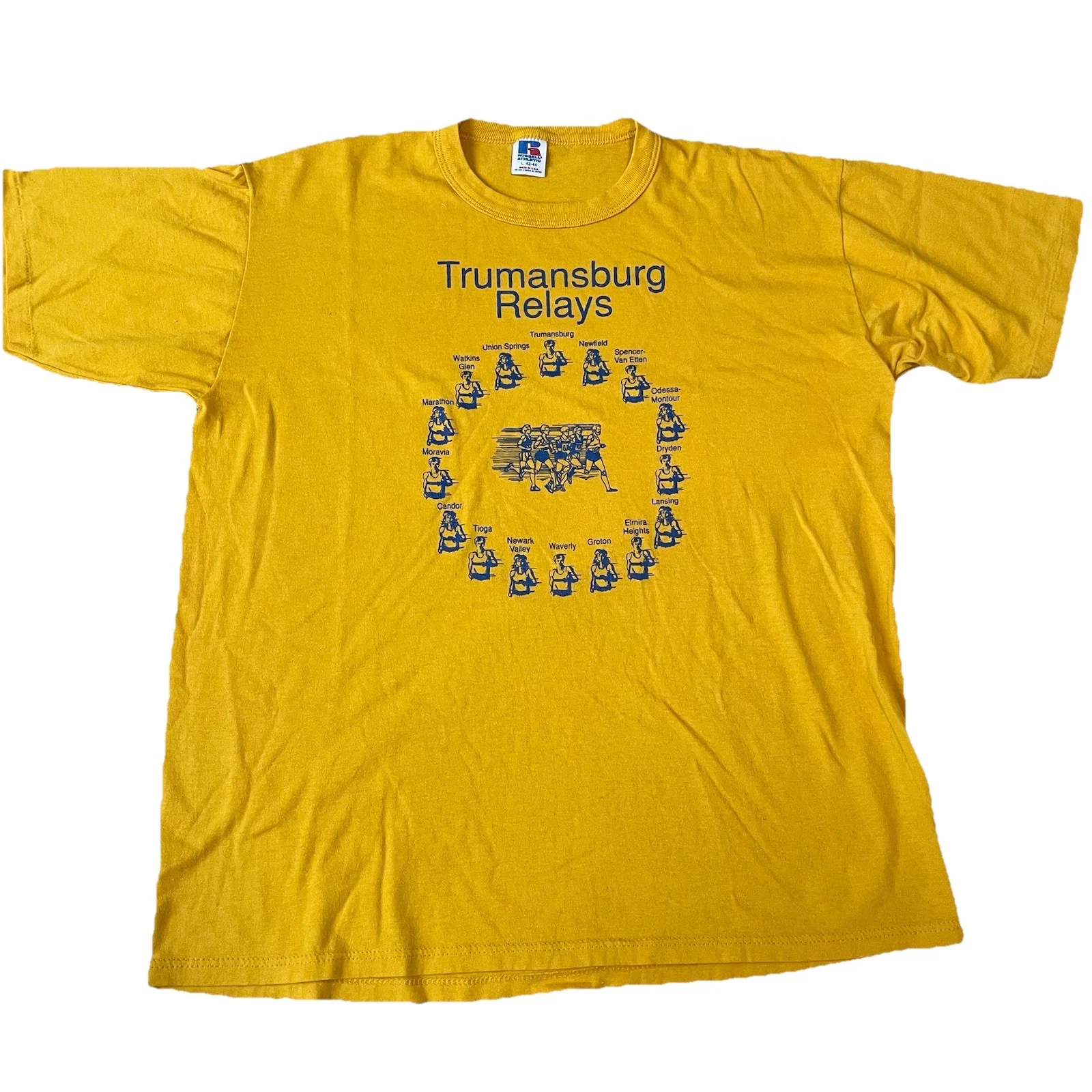 Russell Athletic Men's T-Shirt yellow Size L Trumansburg Relays running event