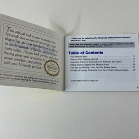 Manual de instrucciones Nintendo NES Metroid solo original aut&eacute;ntico
