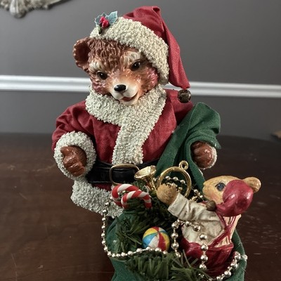 Kurt S Adler  Friendship  Santa Bear With Toys Bag Figure with Mouse  So cute. 