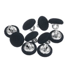10pcs Fabric Cloth Covered Button 10mm Metal Round Sewing Buttons, Navy Blue