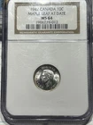 1947 Canada 10 Cents Maple Leaf Silver Coin Graded MS 64 by NGC Toned