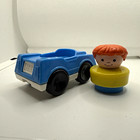 Fisher-Price Little People Blue Car Vehicle FP-1 Marked w/ Figure Ages 1-4 — photo 1