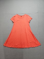 Old Navy Women Dress M Orange Short Sleeve Round Neck Flowy Swing Casual Summer