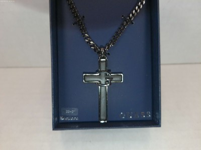 Guess Los Angeles Gunmetal Black Cross With G Logo 22 + 2 Inch Men's Chain