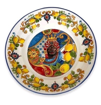 Teller Caltagirone Keramik Handarbeit EDG Dekor Moro D.28 cm