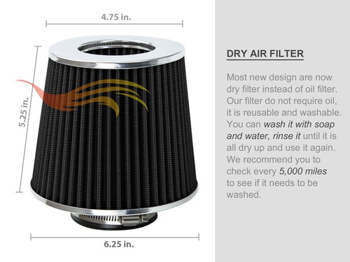 KIT ADMISIÓN AIRE FRÍO NEGRO + FILTRO PARA PICKUP TOYOTA 88-95 4RUNNER 3.0L V6 - Imagen 7 de 8