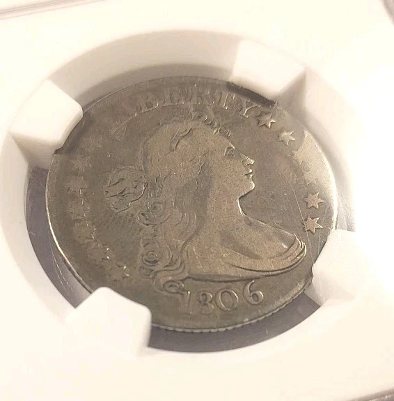 Rare!!! 1 Of Only 4 NGC Graded F15, B-3, 1806 Draped Bust Quarter 25c - Image 3 of 4