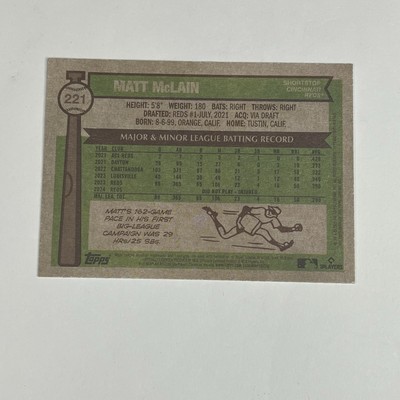 topps now マット・マクレイン Matt McLain #393 2023 TOPPS NOW MATT MCLAIN ROOKIE CARD SP CINCINNATI REDS