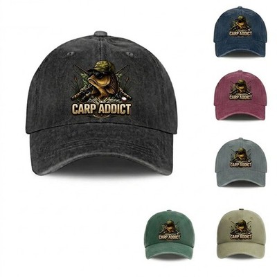 Retro Carp Addict Fishing Hat Angler Carp Dad Cap Outdoor Adventures Adjustable