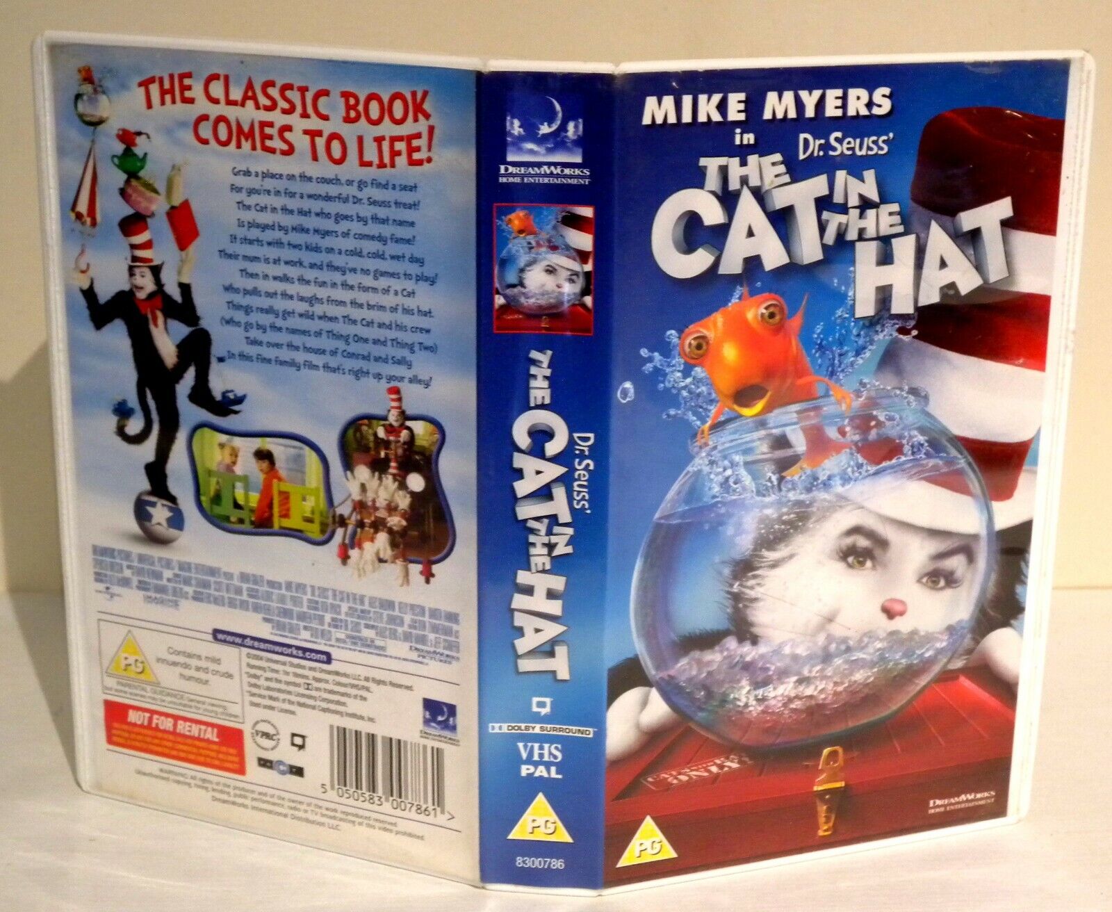 The Cat In The Hat Mike Myers Children's VHS Tape & Case. VHS