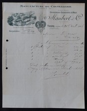 Billhead Facture 1908 THIERS Coutellerie MAUBERT couteau knife entête 136