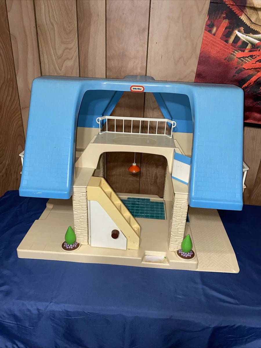 Vintage Little Tikes Large Blue Roof Doll House 90's