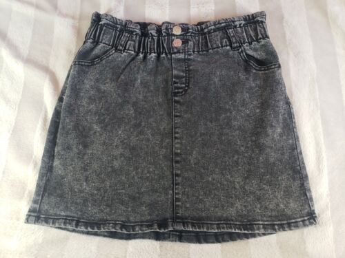 Justice Girls Black Acid Wash Denim Skirt With Built In Shorts 16 High Waist - Picture 1 of 10