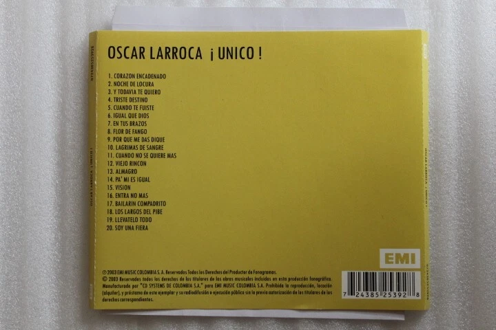 Oscar Larroca - Unico! CD Orq Alfredo de Angelis Foto 2 de 3