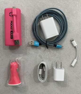 Apple Lightning Charging Cable and USB Wall Adapter with 3.5 mm Converter
