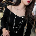 Large White Pearls Double Layers Necklace Chain Fashion Women Costume Jewellery