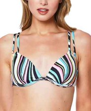 Sanctuary Wavy Double-Strap Bikini Top Women's Swimsuit D Cup
