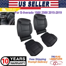 Driver Passenger Bottom Top Leather Seat Cover Blk Fit 15-19 Silverado 1500 2500