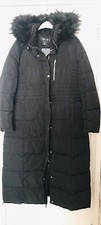 Long Very Warm Winter Dkny Black Coat/jacket Hooded Size Xl Uk 16
