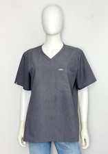 FIGS Catarina One Pocket Scrub Top Womens L Heather Gray Short Sleeve V Neck