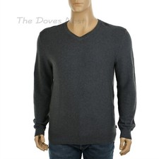 IZOD Men's LARGE V-Neck CARBON HEATHER Textured GRAY SWEATER Fine Gauge Cotton