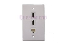 Single Gang 1-Gang CAT6 2 HDMI Female RJ45 Ethernet Port Cable Wall Plate White