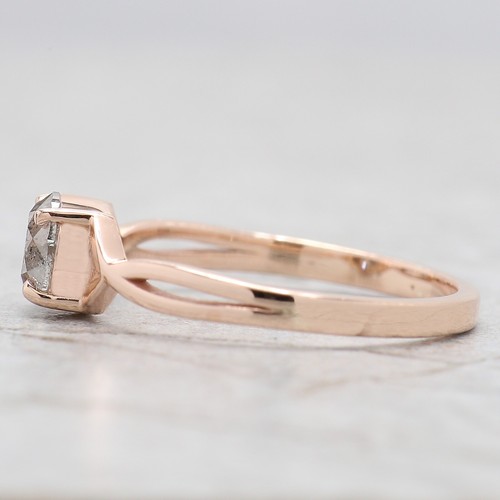 0.66 Ct Round Salt And Pepper Diamond Ring 14K Rose Gold Engagement Gift Ring - Picture 3 of 9