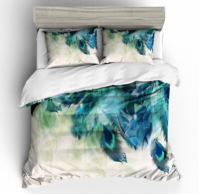 3D Pfauenfeder Kunst Muster Quilt Cover Set Bettwäsche Sets Kissenbezüge 64
