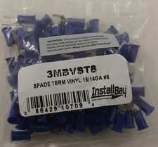 Install Bay 3MBVST8 3M Spade Terminal Connector Vinyl 16/14 Gauge #8 - 100 Pack