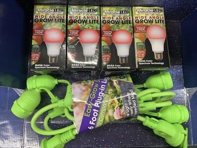 Miracle LED Kit 4-Socket 6ft Easy Grow System 4 Bulbs Red Grow Light With Timer
