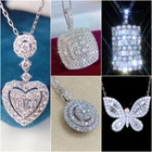 Gorgeous 925 Silver Plated Necklace Pendant Cubic Zircon Engagement Jewelry