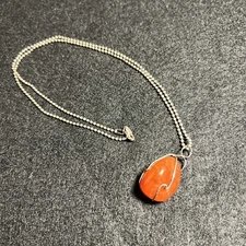 Artisan Red Carnelian Sterling Wrapped Pendant Sterling Silver Chain Necklace